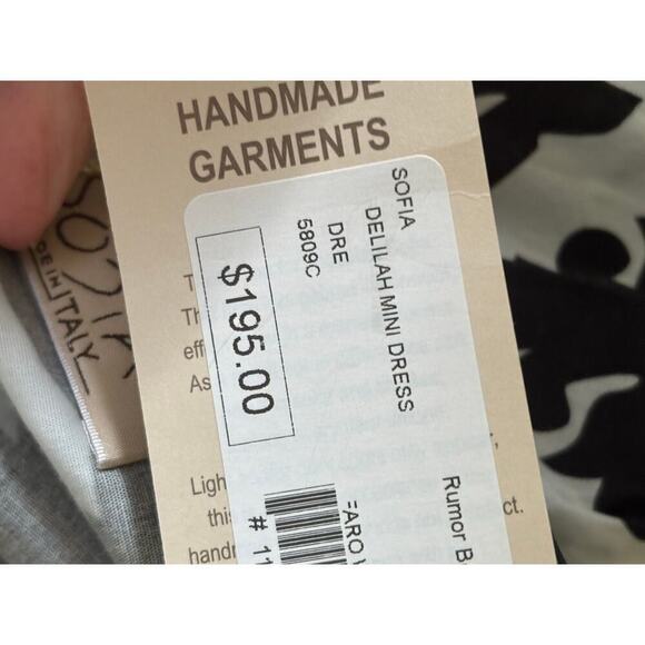 Sofia Delia Mini dress, black/white, one size, NWT, graphic, minimalist, tiered - Picture 7 of 7